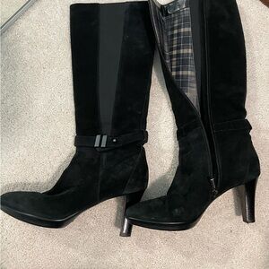 Aquatalia Vera Gomma Black Suede Knee High Boots. Size 9.5M.